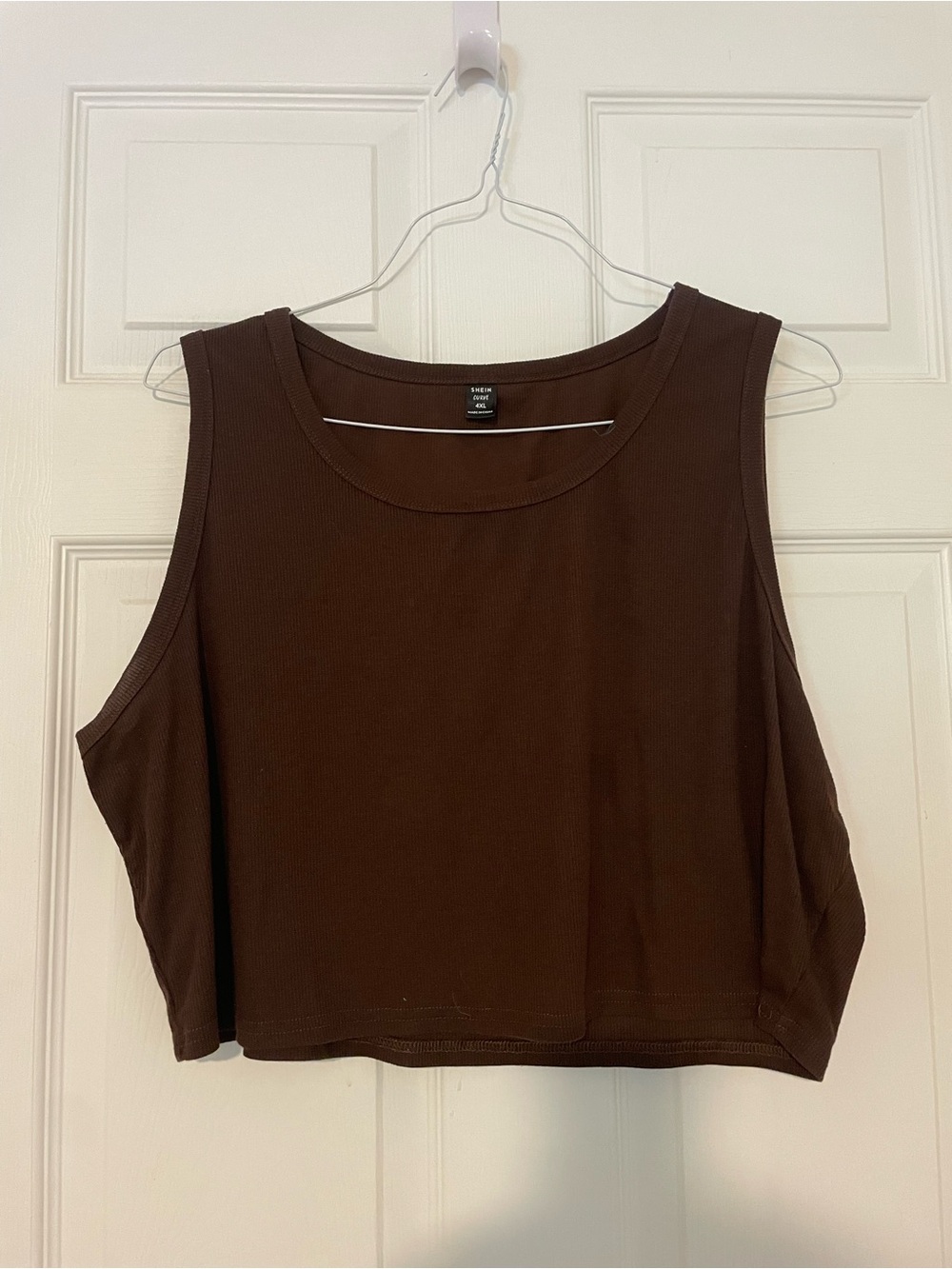 SHEIN Brown Ribbed Crop Tank